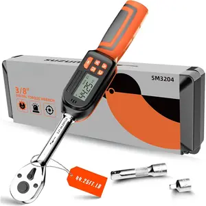 3/8 Digital Torque Wrench (2.21-44.25 Ft. Lb/ 3-60 N.m) +-2% Accuracy Digital Torque Wrench 3/8 Drive with Buzzer and LED Flash Notification /Track Mode Electric Torque Wrenches For