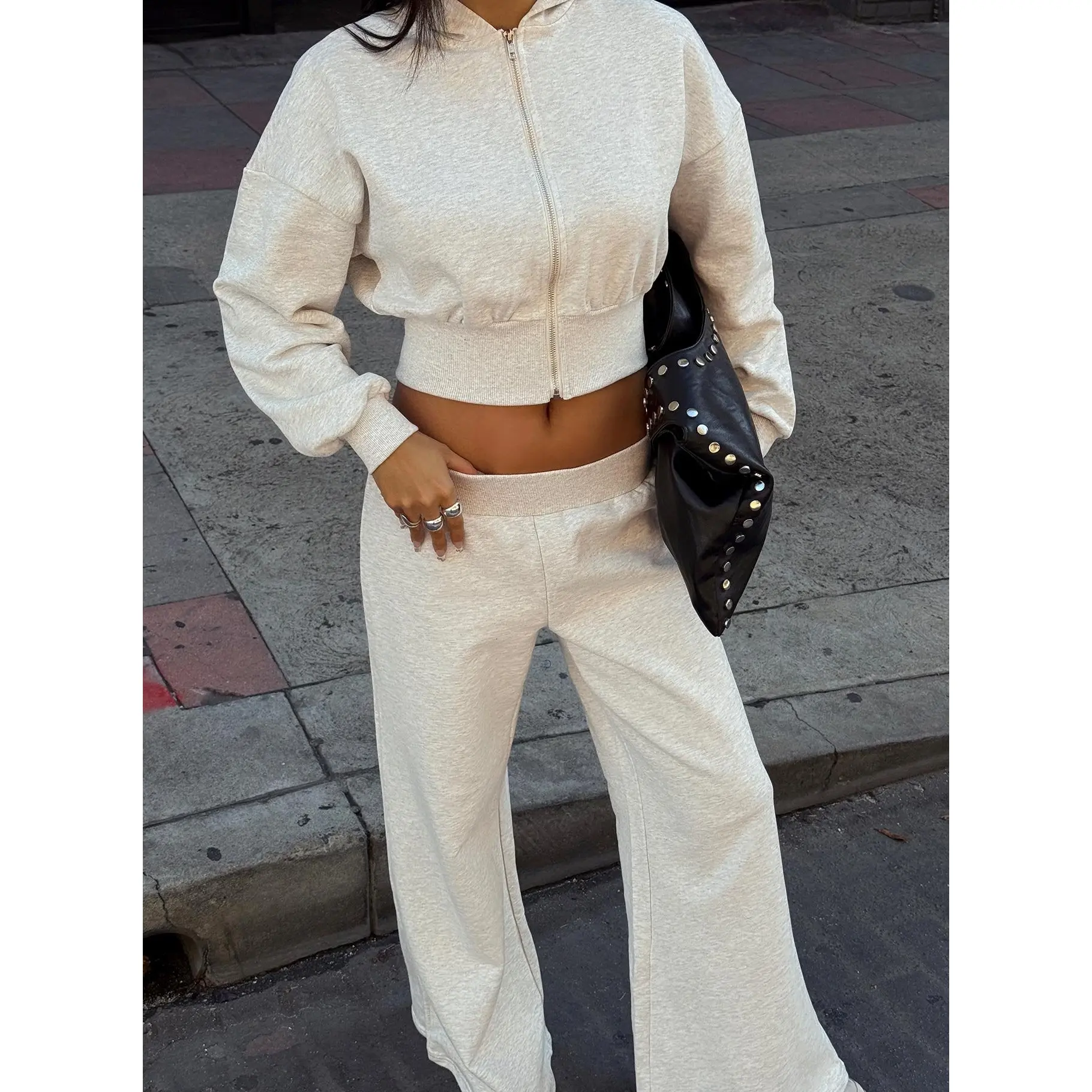 Daytime Cropped Blouson Hoodie Snow Marle