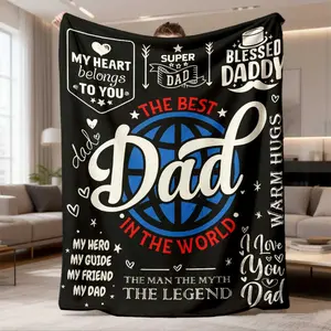 Father's Day gift: Gratitude message on a flannel blanket, Dad-themed flannel blanket | Comfortable and soft, this is a gift suitable for sons and daughters to give to their fathers, and it can be used on sofas, beds, and for afternoon naps in offices.