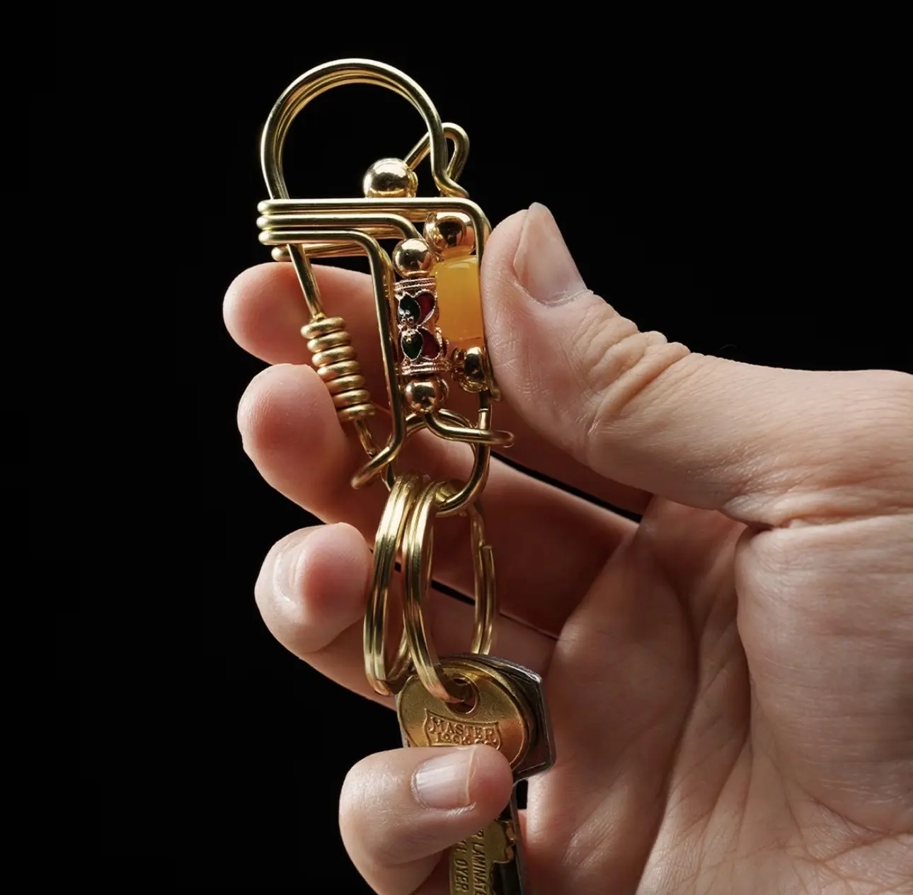 Brass keychain, car key pendant