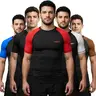 Exxact Sports Men's Sublimated Graphic Graduated Compression Workout Rash Guard - Short-Sleeve Poly-Spandex Activewear, 4-Way Stretch, Wrinkle-Resistant Smooth Fabric, Quick Dry, Anti-Odour, Cool Mesh Vents, IBJJF Legal Training Shirt for BJJ, Gym Workout