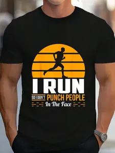 100% Cotton Runner Gift Funny Running Marathon Sport Sarcastic Gift T-Shirt Women's Men's Graphic Tee Crew Neck summer vacation Tops