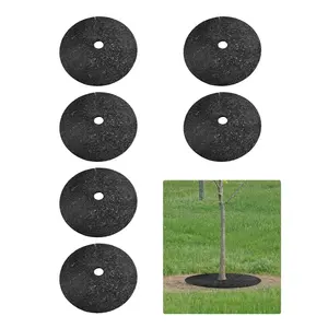 GAOMON 6 Pack 24 Inch Heavy Duty Rubber Mulch Ring for Trees - Round Tree Mulch Ring - Weed & Grass Control, Root Protection - No Staples Needed