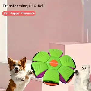 UFO Shaped Pet Chew Toy, 1 Count Durable Rubber UFO Ball Dog Toy, Interactive Retrieval & Training Toy for All Breeds, Interactive Herding Ball, Pet Supplies