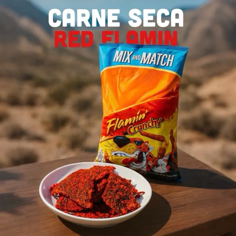 Fiery Hot Lean Beef Jerky Snack - High-Protein Dried Flavor Meat Treat, Red Flamin Fuego Spicy Snack