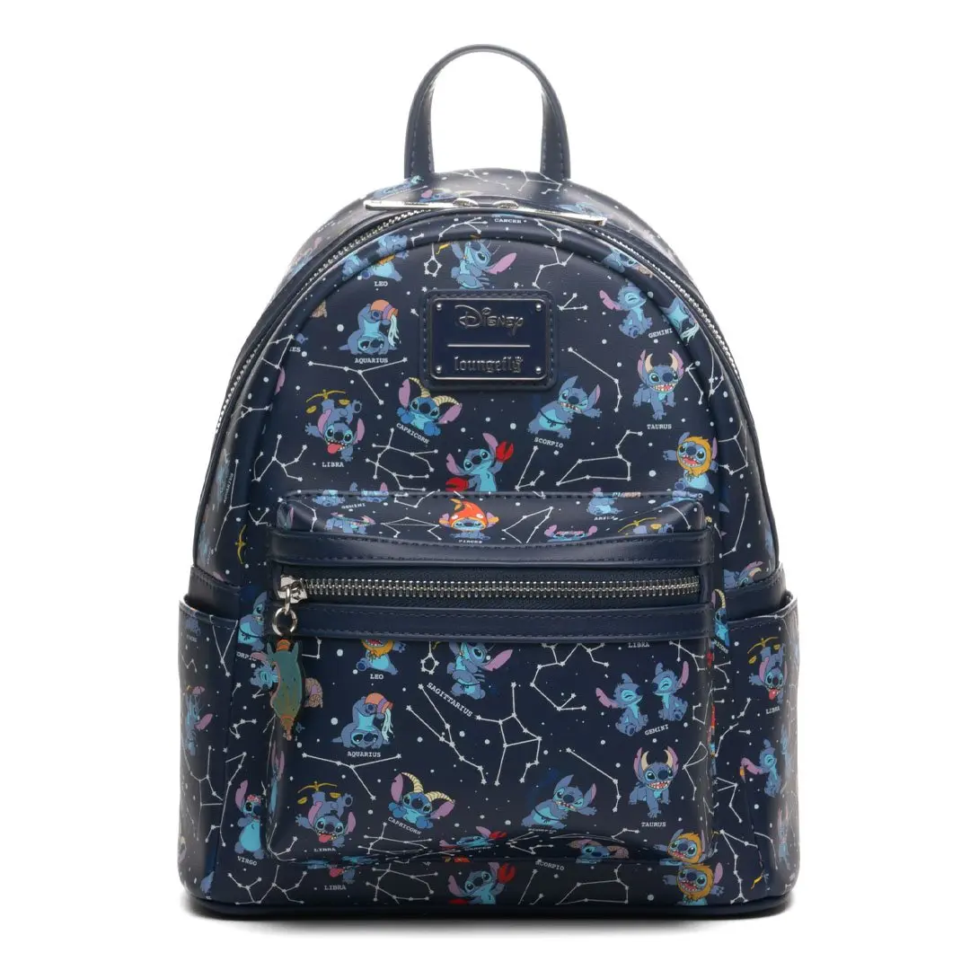 Loungefly Disney Lilo & Stitch 707 Street Exclusive Mini Backpack - Zodiac All-Over Print, Glow-In-The-Dark, Women's Stylish Casual Cute Everyday Backpack, Backpacks Women