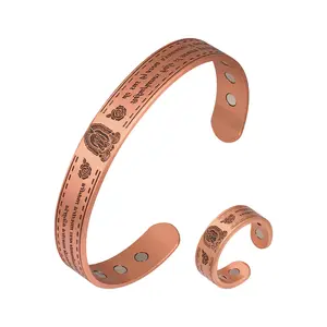 Nandudu Copper Bracelet for Men and Women Magnetic Bangle Design with 12 Magnets for Arthritis Relief Health Jewelry Adjustable Design Valentine's Day Gift