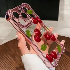 Fashion Cherry Pattern Four-Corner Protective Phone Case/for iPhone 17 Air/16 Plus/15 Pro Max/14 Pro/13/12/11 Full Protection Shockproof Phone Case/Suitable as a Gift for Family or Friends/Simple Fashion/SJQNDD39
