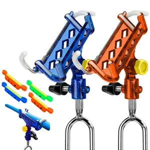2pcs Heavy-Duty Stainless Steel Fishing Rod Holders | 360° Adjustable One-Click Lock, Reinforced Nylon Tips & Tapered Shape Drill Rods - Blue Beach & Ground Rod Holders for Secure Outdoor Fishing