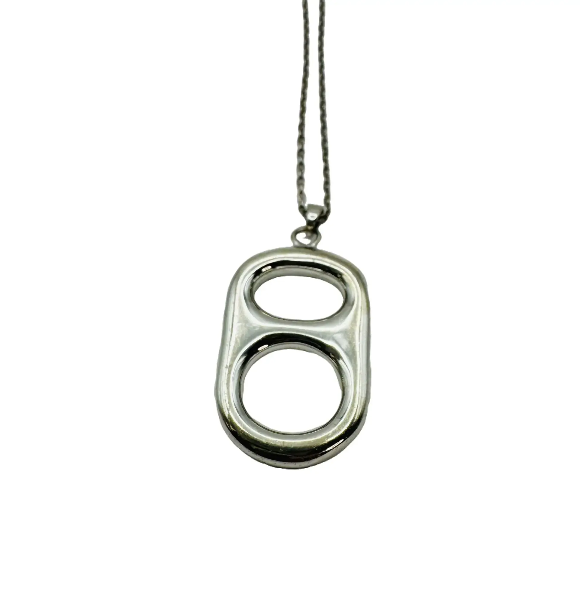 Classic Silver Crush Pop Tab Floating Pendant Necklace by Tabulous Jewelry
