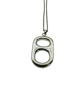Tabulous Costume Jewelry Classic Silver Crush Pop Tab Floating Pendant Necklace - 1 in, 0.5 oz, 17"-19" Length, Palladium-Accented, Removable Charm, Hypoallergenic, Everyday Wear for Any Occasion