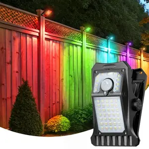 Solar Powered Clip Light with Motion Sensor Auto On/off, 4 Adjustable Lighting Colors, Waterproof and Remote Control for Outdoor Use, Yard Lighting, Solar Fence Lights, Durable Waterproof Light
