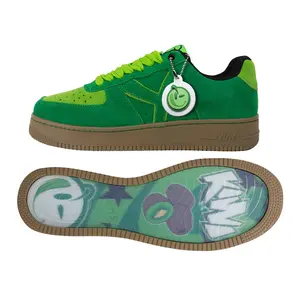 YUMS Kiwi Sneakers – Bold Green Suede Leather Streetwear Style Shoes Low Top Comfort Footwear Classic Casual Mens Shoes