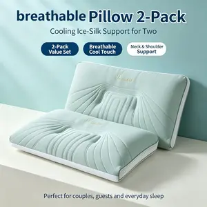 3D Ergonomic Breathable Neck Support Pillow Polyester Filled, Cervical Pressure Relief Washable All Season Pillow for All Sleep Positions Home Dorm Travel