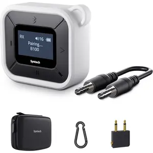 Airplane bluetooth transmitter receiver for airpods or headphones led display dual pairs low latency wireless bluetooth 53 audio adapter with extra dual 35mm aux adapter for flight car