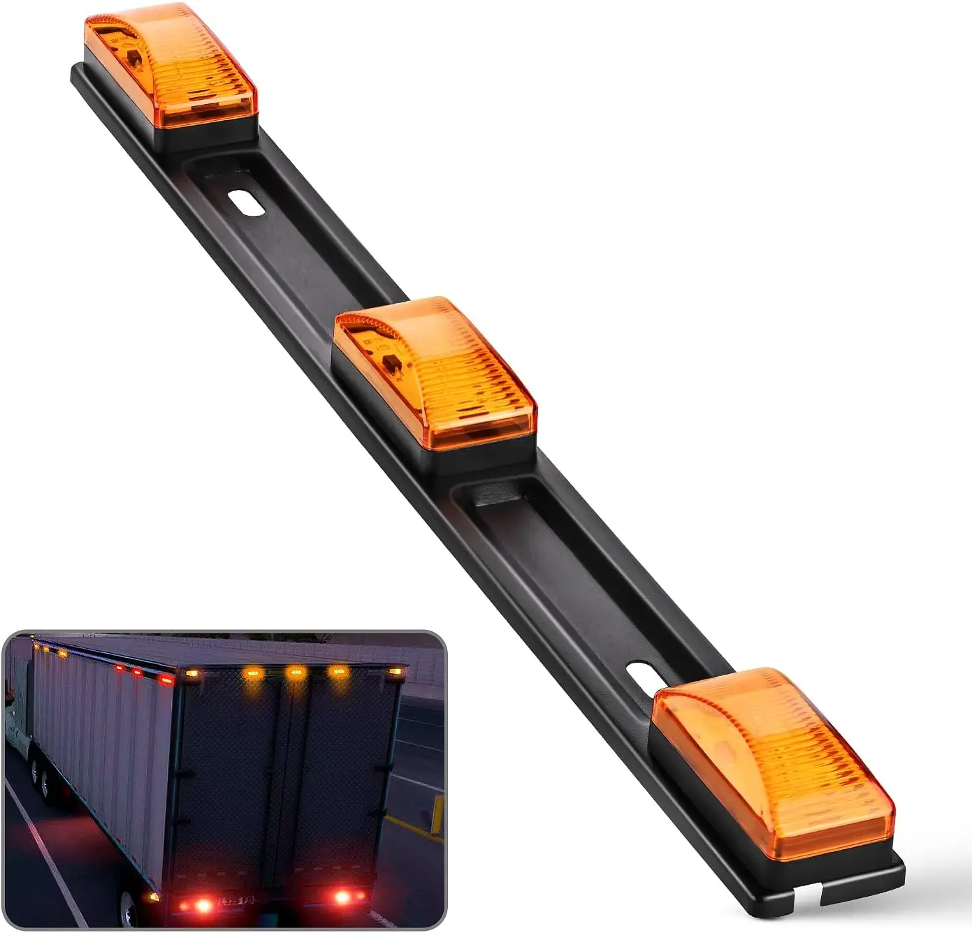 Nilight 9-LED Amber Marker Tail Trailer Light Bar, 14.2in 1PC with Stainless Steel Mount, 12V for Pickup Truck, Auto Parts Accessories, Vehicle & Car Accessories, Vehicle Accessories