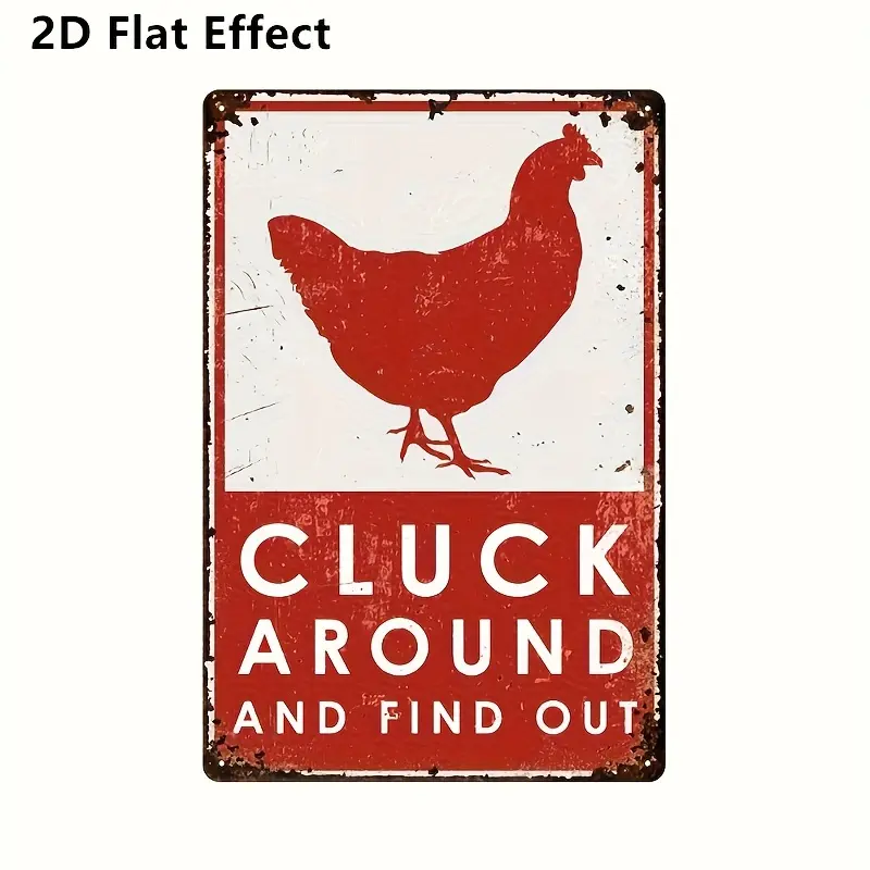 Humorous Red-White Text Warning Metal Signs - Industrial Vintage Garage Signs, Lightweight Home Decor Products, Ideal for Chicken Farm Outdoor Fence/Wall Decor, Great Gift Option