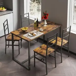Bellemave  Dining Table Set for 4, Wood Kitchen Table Chairs Set, Space-Saving Design, Modern 5-Piece Dinette Set for Small Place, Kitchen, Dining Room, Restaurant