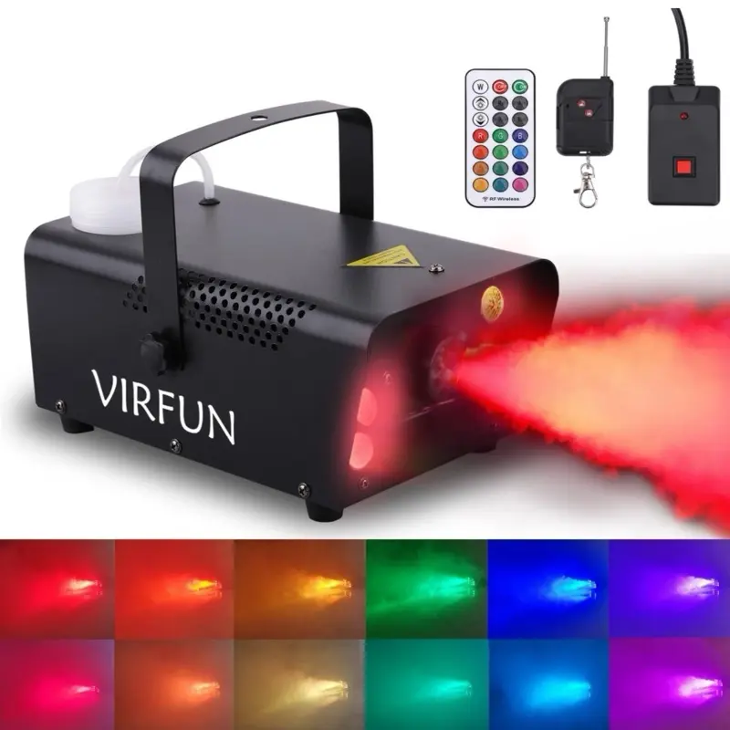 VIRFUN LED Fog Machine 2500CFM 9 LED 12 Color Lights Portable 500ml Big Tank Capacity with Wireless Remote Control for Indoor Outdoor Stage Wedding DJ Party