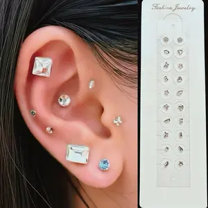 LuluPop Ear Seeds Jewelry Acupuncture Stickers No Piercing Magnetic Earrings Mixed Shapes Rhinestone Ear Cuff Studs clip-on earrings, ear seed patches, ear Seeds patches non-piercing body ear seed earrings