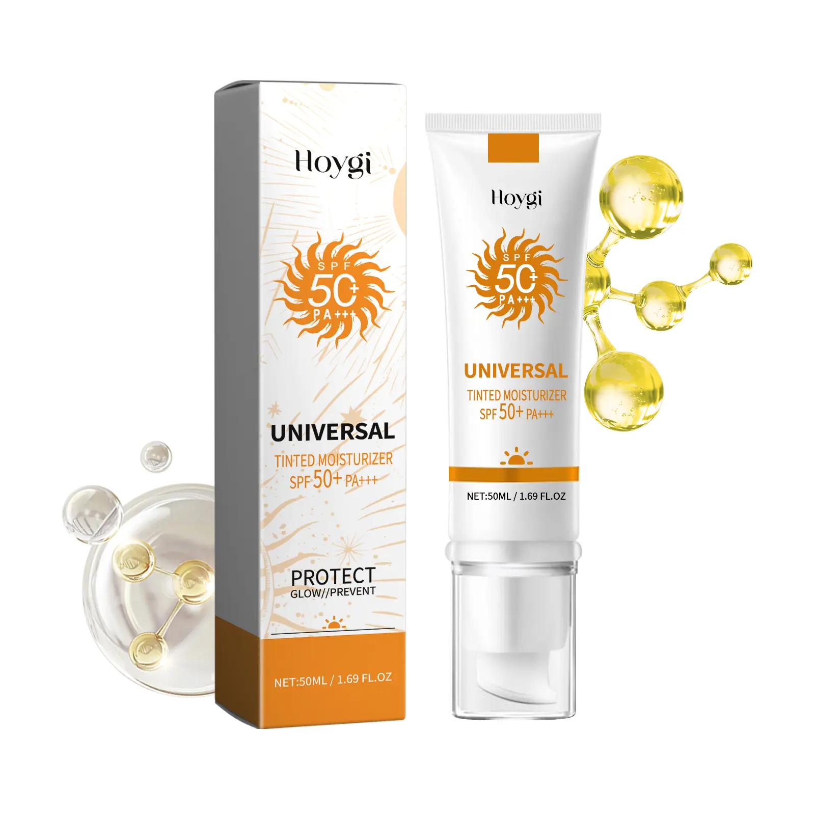 Sunscreen to prevent sunburn and tanning, Universal Tinted Face  Moisturizer Sunscreen, SPF 50 PA+++, Water Resistant And Non-Greasy,For All Type Skin Facial Skincare