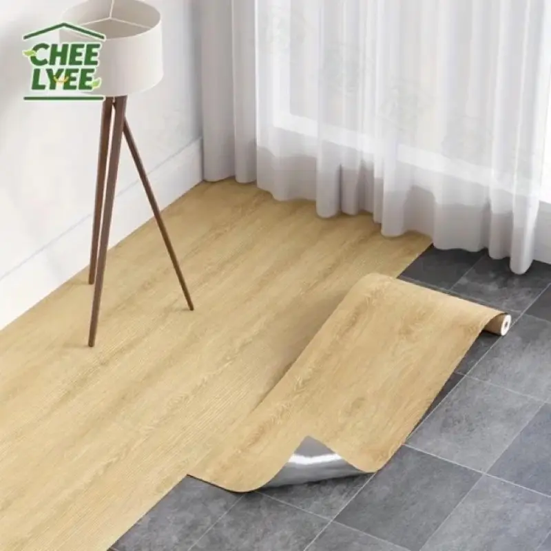 (15.75in * 118.11in) Wood grain texture waterproof, self-adhesive, Durable Pvc Material floor and wall paneling sticker, suitable for living room bedroom floor and wall renovation (1 roll or 2 rolls), Easily Installable