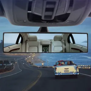 Universal 11.81 Inch Panoramic Convex Real View Mirror for Car SUV Trucks Reversible Passengers High-Quality Glass Anti-Fall Design Easy Install Rearview Mirror