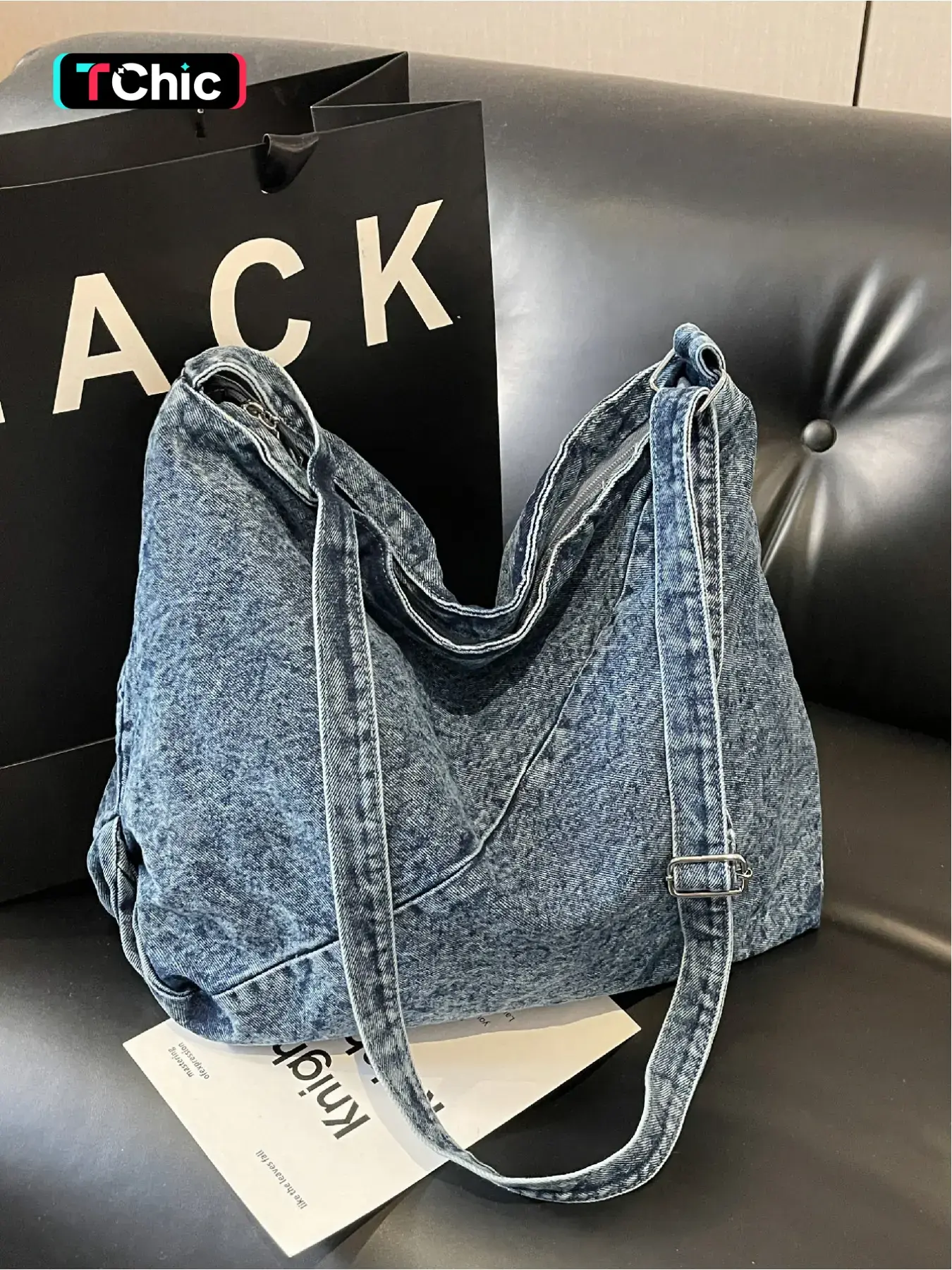Large capacity casual versatile shoulder bag, washed denim fabric, simple and comfortable crossbody bag, stylish handbag, suitable for outdoor commuting, etc, Casual Crossbody Bags