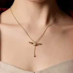 Golden Snitch Winged Ball Necklace with Movable Wings, Alloy Pendant Jewelry, Valentine’s Gift for Women,Gold color Symbolizing Love Fashion Modern Accessories Gold Choker