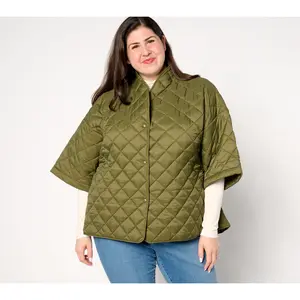 Joan Rivers Quilted 3/4-Sleeve Button Back Detailed Jacket