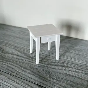 1:12 scale mini bedside table model, minimalist design, made of PLA material (not wood). Very suitable for decorating dollhouse bedrooms, model houses, BJD and OB11 dollhouse decorations, holiday gifts, birthday surprises, and Doll Accessories Gift