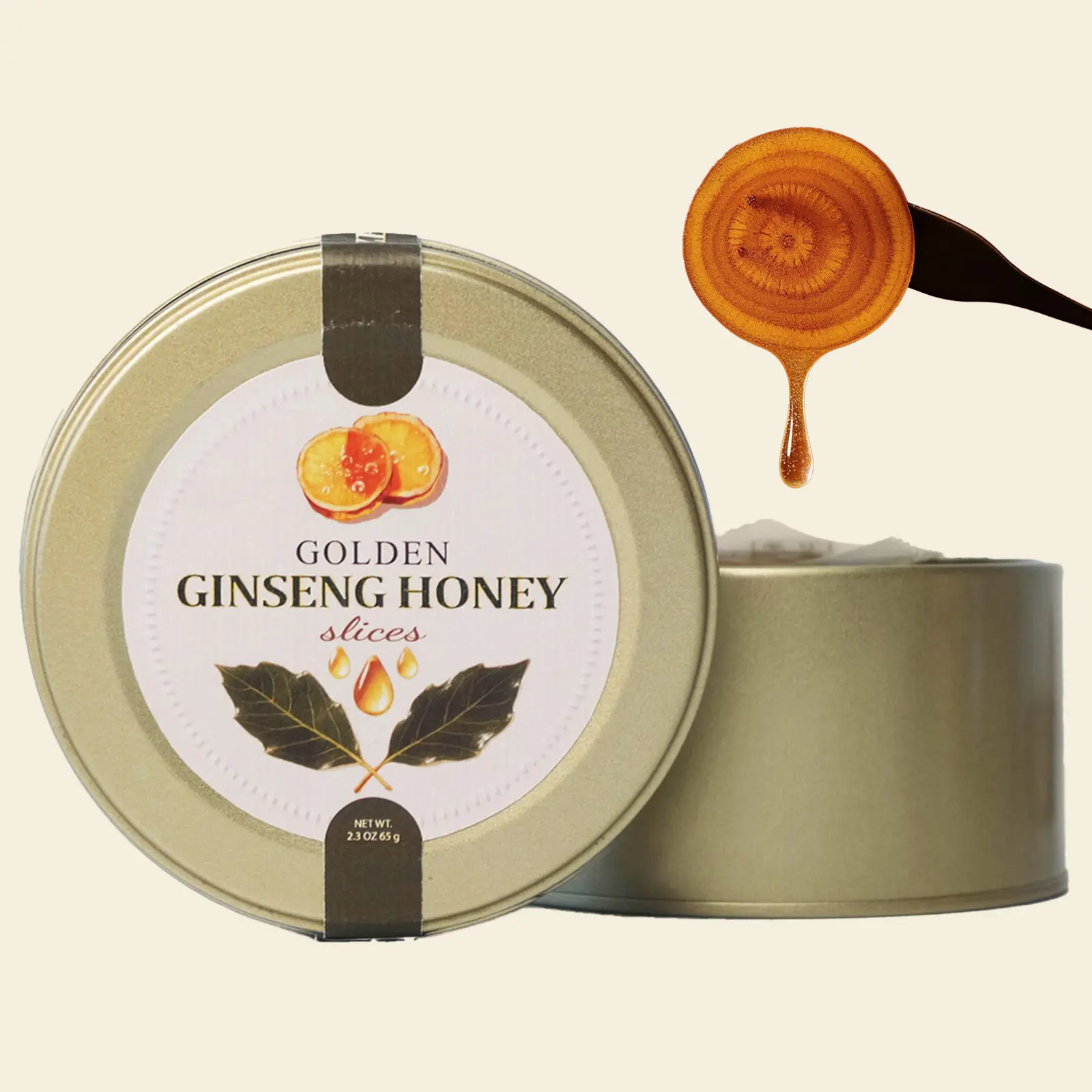 Edible Golden Ginseng Honey Slices - 100% Handmade All-Natural Botanical Healthcare Dietary Supplement, Energy & Vitality Boost, Eco-Friendly Packaging, Caffeine-Free, Gluten-Free, Vegetarian-Friendly, No Artificial Flavors, Office Pantry Staple