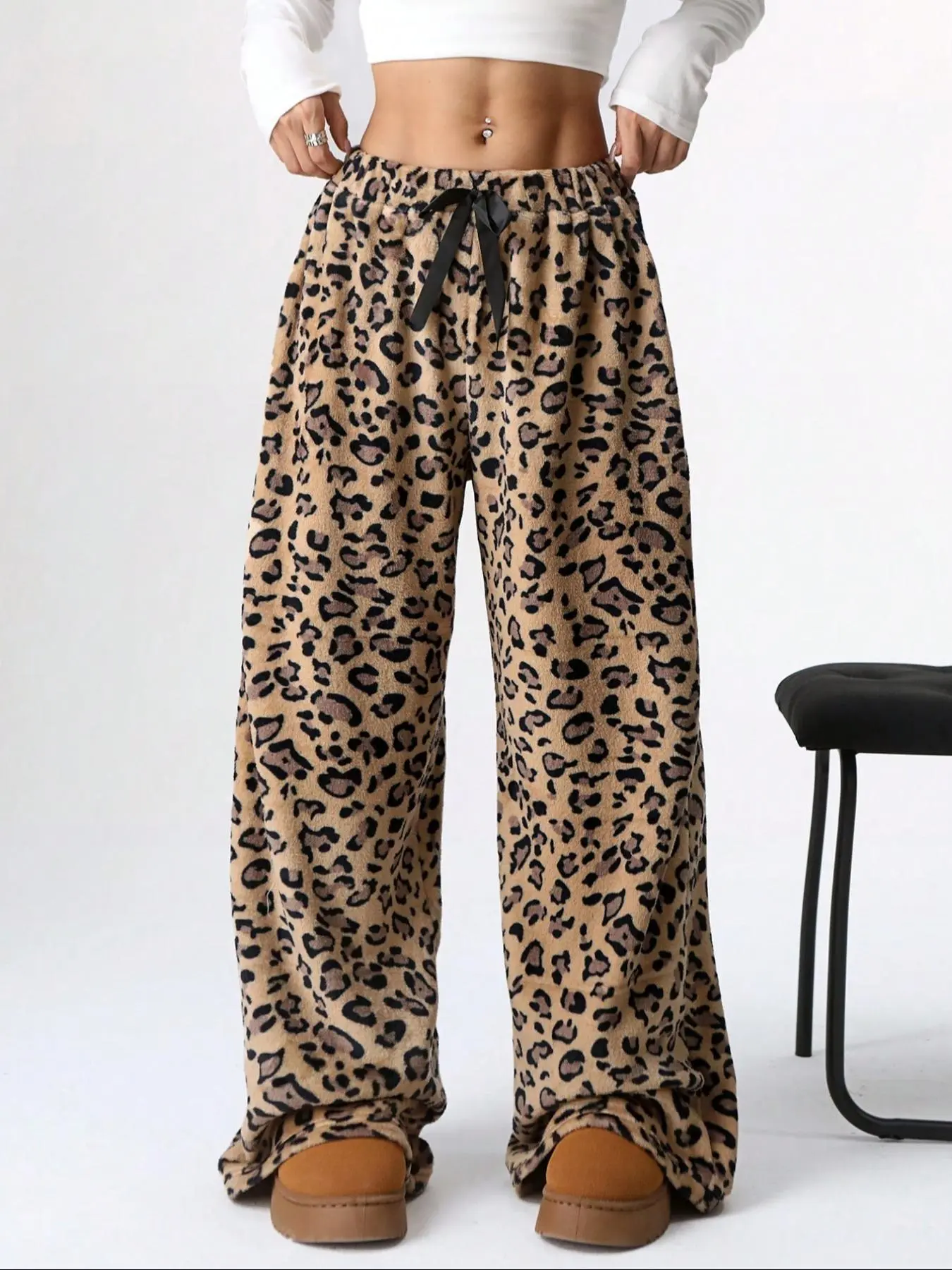 Leopard Pants Women Therian Fuzzy Pajama Pants Y2k Cheetah Pants Grunge High Waisted Fluffy Pants Print Nightwear Loungewear, Trend, Style