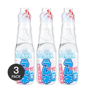 HATAKOSEN Japanese Ramune Marble Soda - Yogurt Flavor, 200ml Each Per pack (3 Pack) - Refreshing & Unique Taste