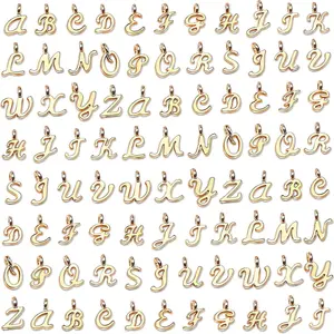 X-BY68 156Pcs/6 Sets Letter Charms for Jewelry Making, A-Z Capital Alphabet Enamel Initial Letter Charms with 200Pcs Open Jump Rings for Bracelet Earrings Necklace