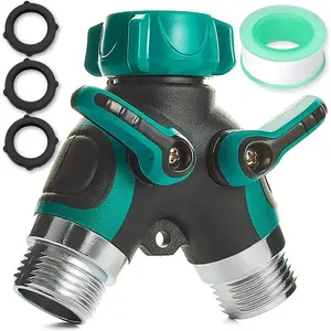 Garden Hose Splitter 2 Way Heavy Duty,  & Durable Garden Y Hose Splitter Connector Metal , Faucet Splitter, Hose Adapter, Water Tap Outdoor, Two Way Double Dual Hoses Splitter