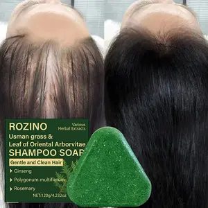ROZINO Herbal Shampoo Bar Natural Hair Nourishing Solid Shampoo with Ginseng Rosemary & Polygonum Multiflorum Gentle Scalp Cleansing Soap for Men & Women Eco-Friendly Hair Care 4.23oz