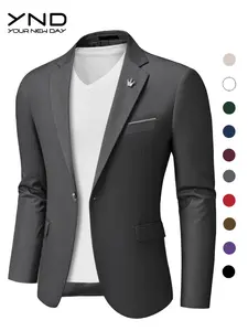 YND Men's One Button Slim Fit Blazer, Casual Lightweight Suit Daily Jacket Coat,business / wedding /  birthday first choice classic coat  formal  jacket，Regular fit business formal solid color long sleeve suit jacket business formal