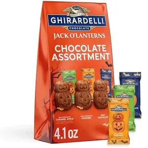 GHIRARDELLI Jack O’ Lanterns Chocolate Assortment, 4.1 oz Bag – Halloween Chocolate Variety Pack with Milk & Dark Chocolate Candy
