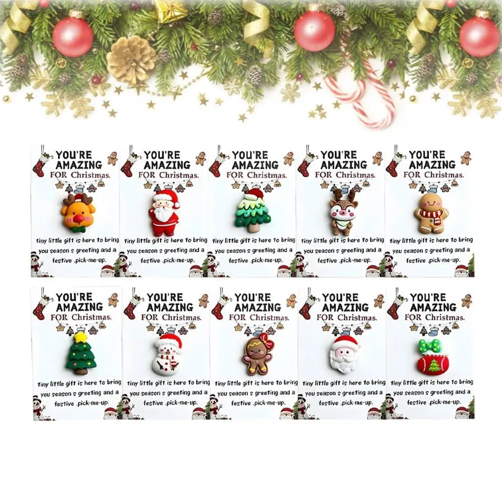 10-Piece Christmas Pocket Hug Gift Box Set, Mini Resin Warm Heart Gifts with Cards, Party Favors Assortment, Emotional Support Memorabilia Decorations
