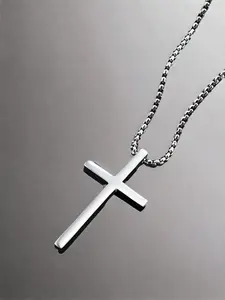 Cross Charm Titanium Steel Pendant Necklace for Men & Women, Stainless Steel Necklace, Hip Hop Fashionable Titanium Steel Jewelry, Classic Fashion Accessories for Daily Wear