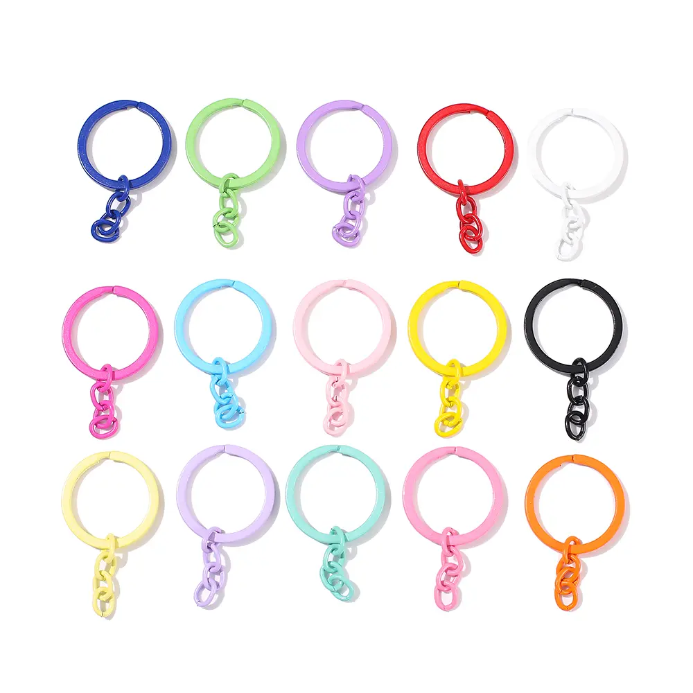 5pcs/Lot 30mm Key Ring Key Chain 55mm Long Colorful Round Split Keychain Keyrings for DIY Jewelry Making Supplies