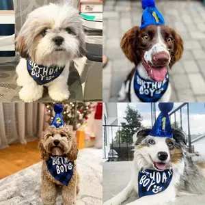 3Pcs Pet Dog Birthday Hat Set, Birthday Headband for Dogs Cats, Birthday Party Decorations, Costume Accessories for Small Medium Large Dogs