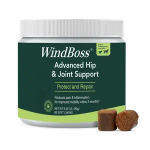 WindBoss Dog Hip and Joint Supplement for Small & Medium Breeds - Dog Joint Supplements & Vitamins - Extended Joint Care - 60 Soft Chews