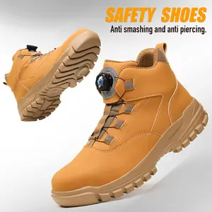 Shenganton Men's Closed Safety Toe Leather Lace-Up Work Shoes, Dual-Protection Steel Shield Footwear, All-Seasons Impact-Proof, Nail-Resistant Durable Sole, Construction Site Use