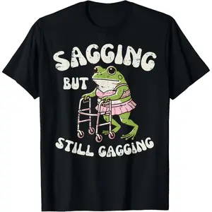 Sagging But Still Gagging Frog Funny Cringe Meme Women Men T-Shirt Tropical Cotton