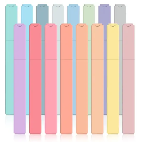 16pcs Pastel Aesthetic Highlighters Set, Soft Chisel Tip Design, No Bleed Bible Highlighter, Assorted Colors for Journaling & School Use, School Supplies