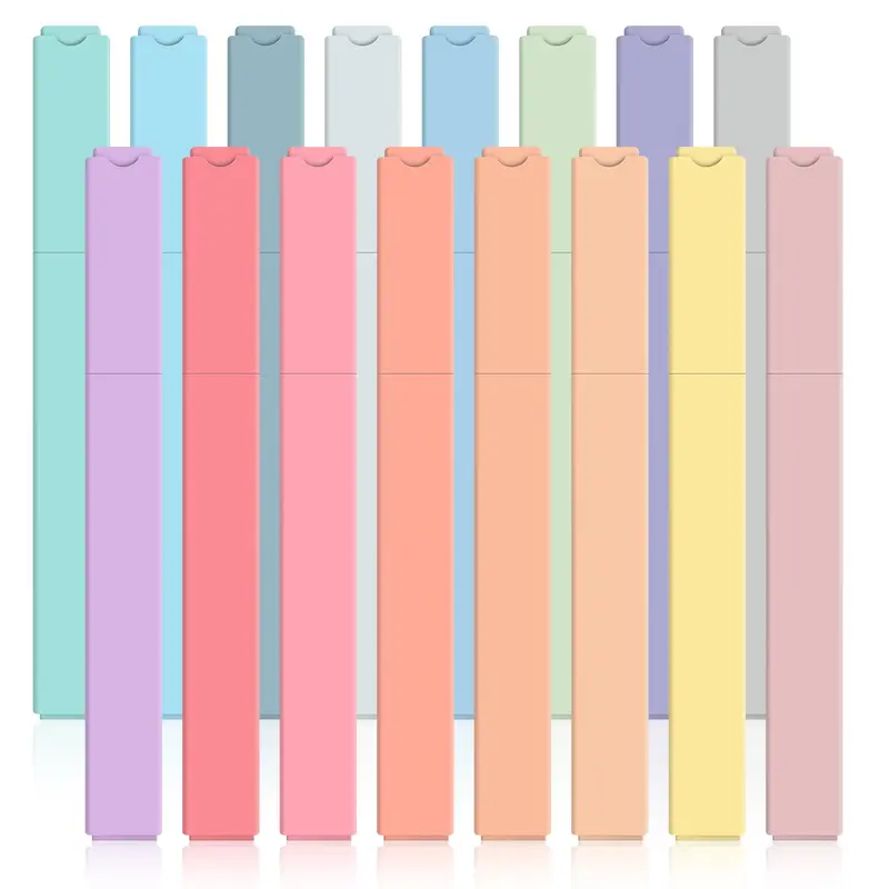 16pcs Pastel Aesthetic Highlighters Set, Soft Chisel Tip Design, No Bleed Bible Highlighter, Assorted Colors for Journaling & School Use, School Supplies