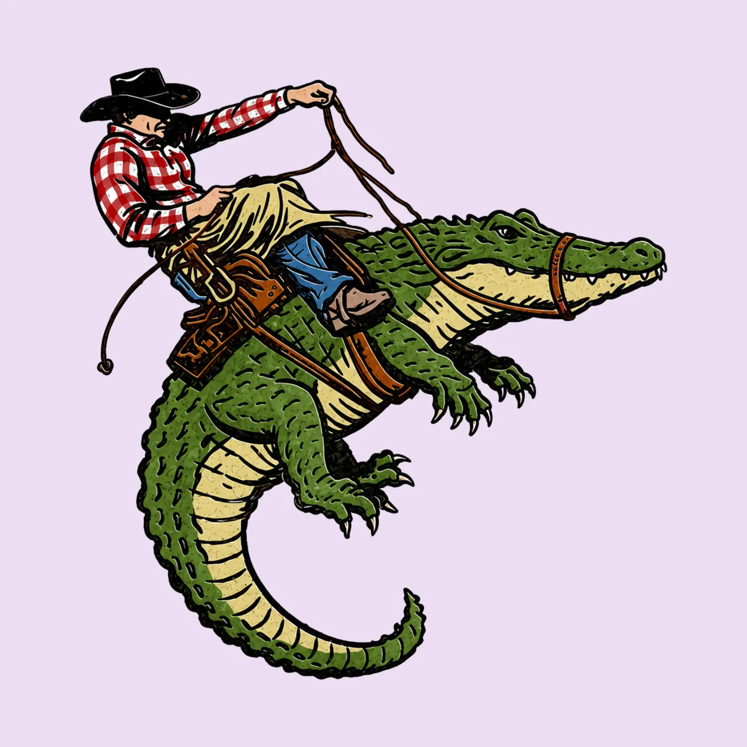 Cowboy Riding Alligator Sticker, Funny Western Rodeo Crocodile Vinyl Decal, Country Cowboy Gator Art, Southern Hunting Gift, Waterproof Sticker