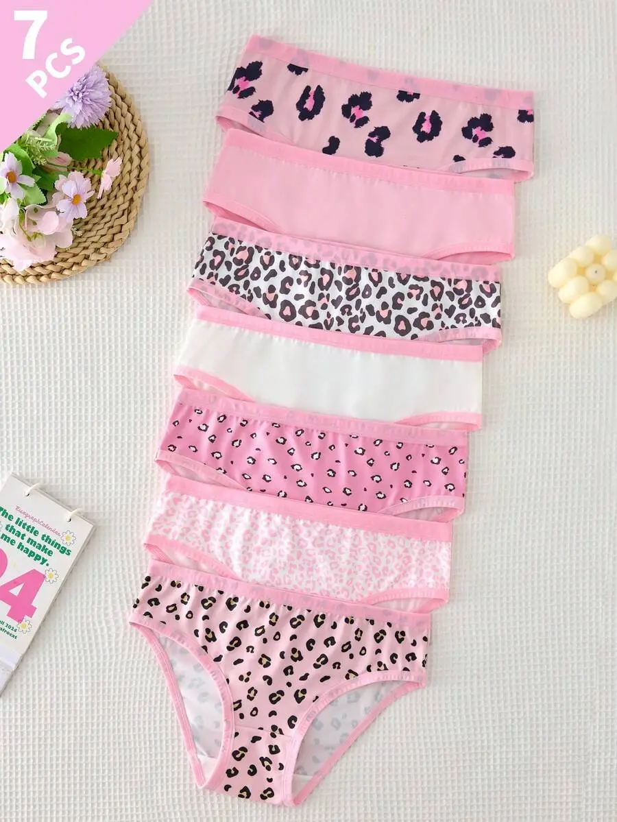 7PackTween Girl Pink Leopard Print Mixed Underwear